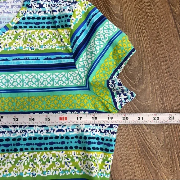Lands End Colorful Nylon Blend T Shirt Dress Size Medium Swim Vacation Beach - Picture 8 of 11